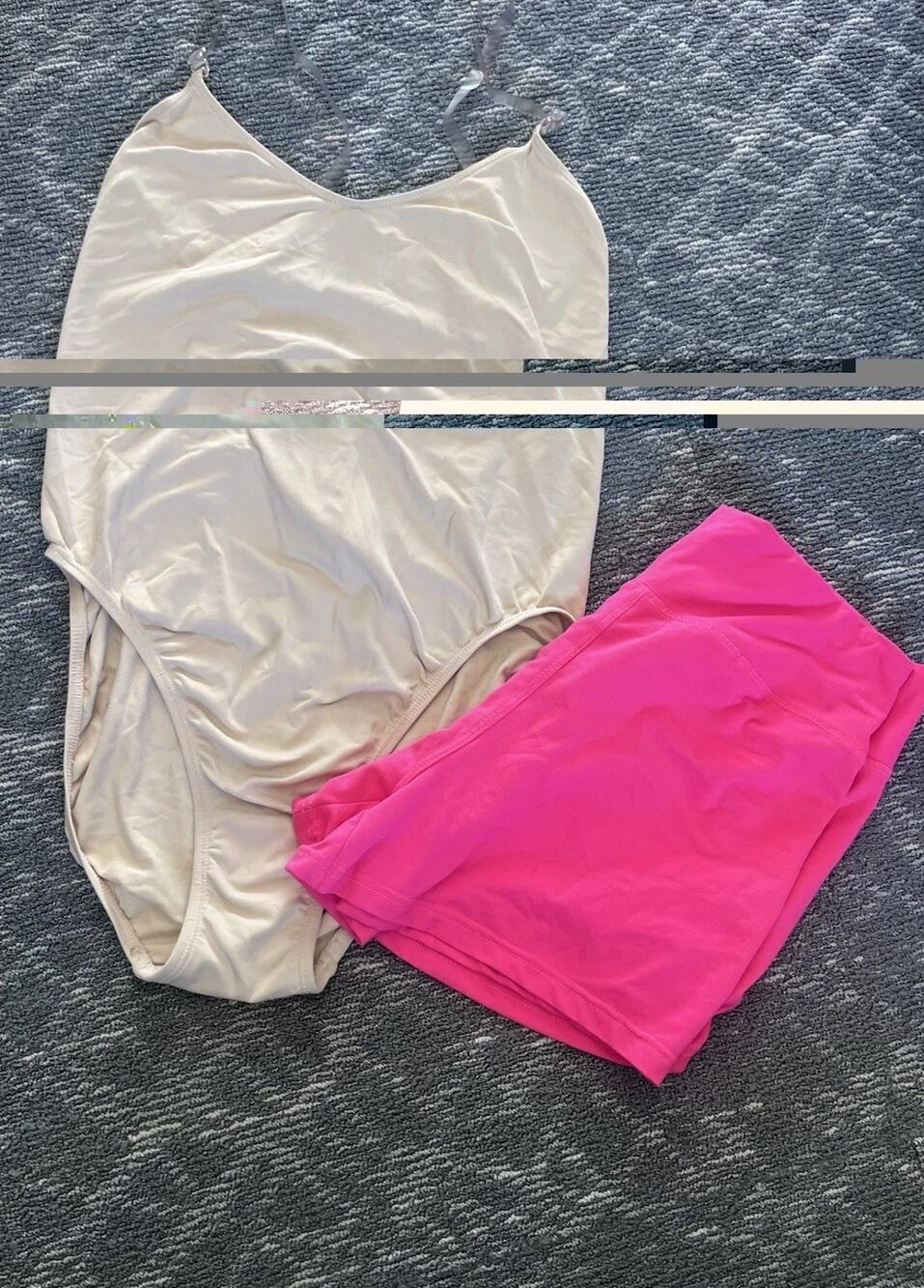Capezio Womens XL Beige Solid Knit Leotard Nylon/Spandex Dancewear